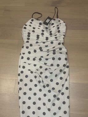 NWT white with black polka dots midi dress